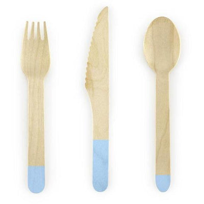 Set de Couverts en Bois - Light Blue - PARTY DECO