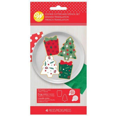 Set/2 Emporte-pièces avec Pochoirs - Cadeau / Sapin - WILTON