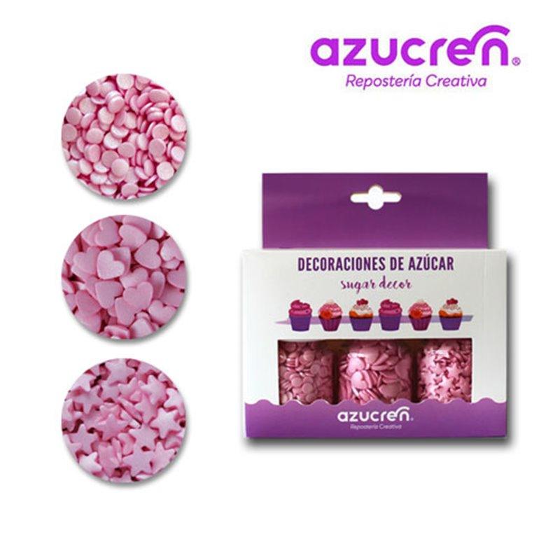 Set/3 Décorations en Sucre Roses – Confettis, Cœurs & Étoiles