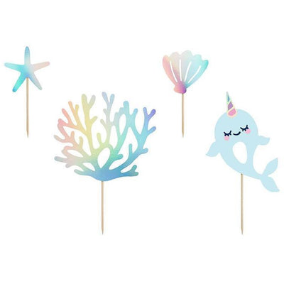 Set/4 Toppers Mermaid Mix - PARTY DECO