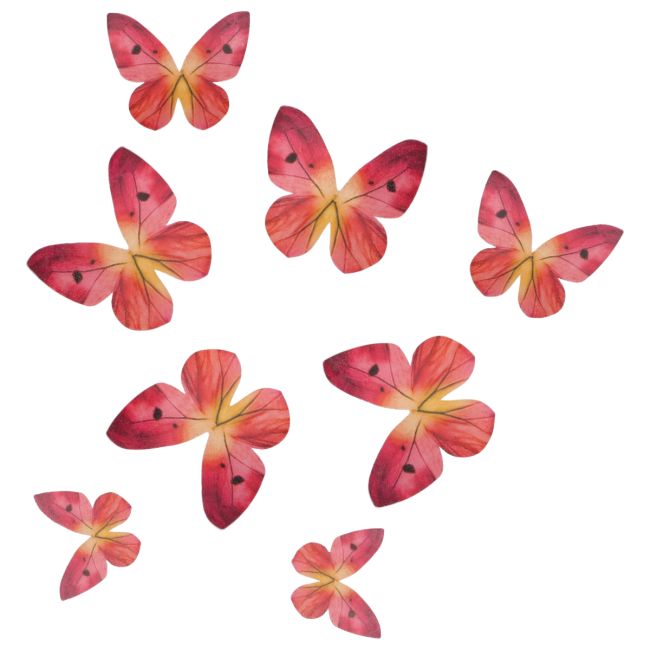Set/8 Décorations en Papier Comestibles Papillons - Rose Ombré
