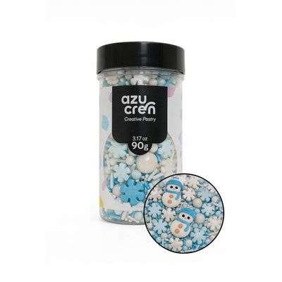 Sprinkle Icy Dream Azucren 90 g – mélange de perles, flocons et bonshommes de neige bleus et blancs