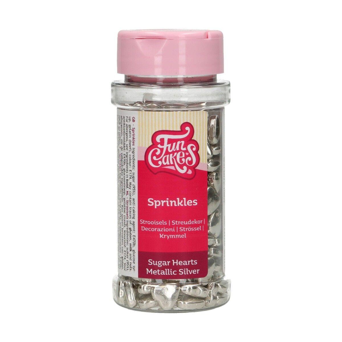 Sprinkles Coeurs Metallic Silver - 80g - FUN CAKES