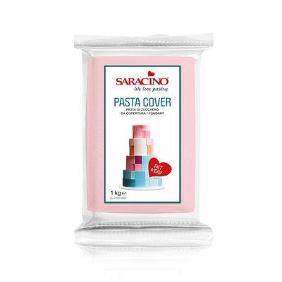 Pâte à sucre rose pâle Saracino Baby Pink Cover Paste 1 kg – pâte professionnelle élastique pour couverture et décoration de gâteaux
