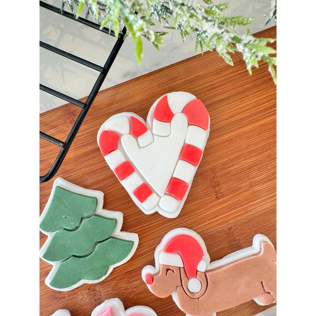 Tampon + Cutter - Candy Canes Coeur