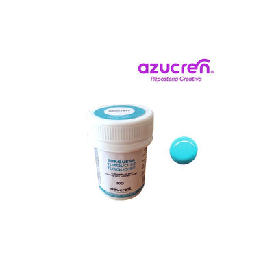 Colorant gel turquoise Azucren 30g pour pâte à sucre et pâtisserie
