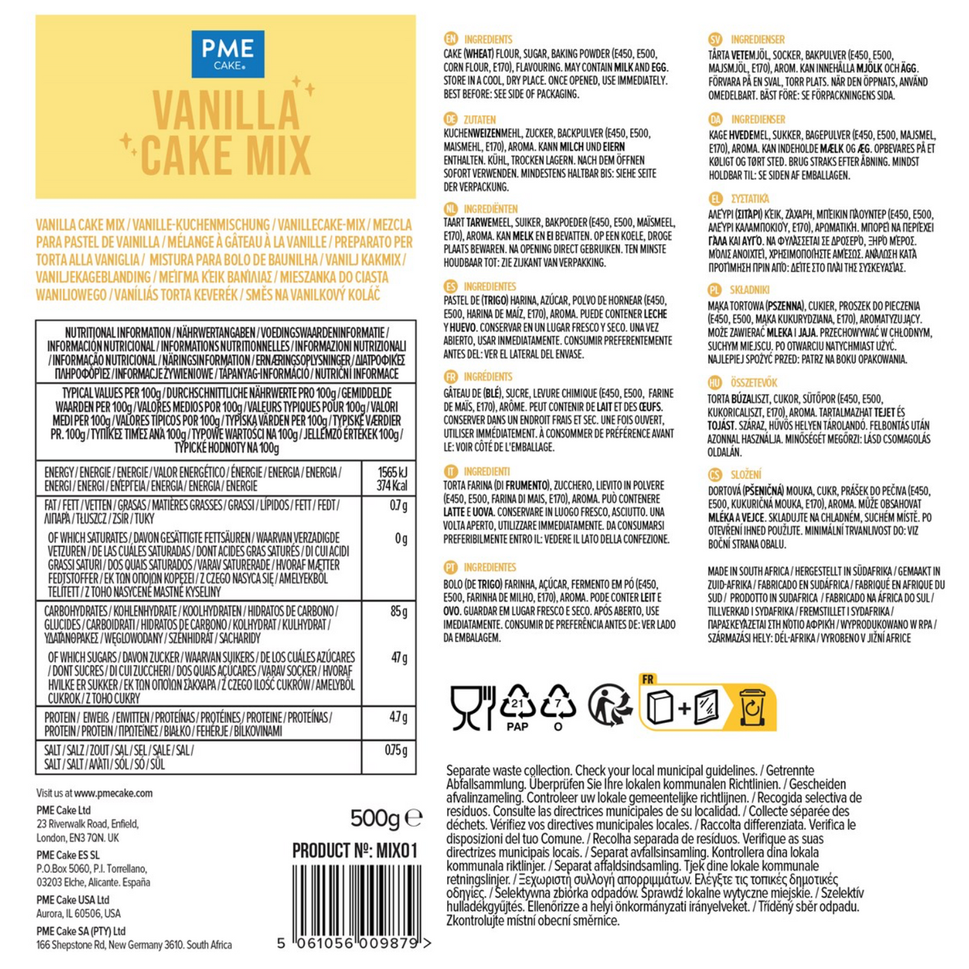 Mezcla para pastel de vainilla - 500g