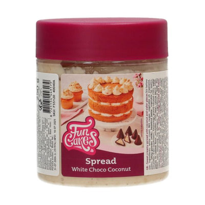Pâte à tartiner FunCakes Crunchy White Choco Coconut 250 g – chocolat blanc, noix de coco et éclats croquants
